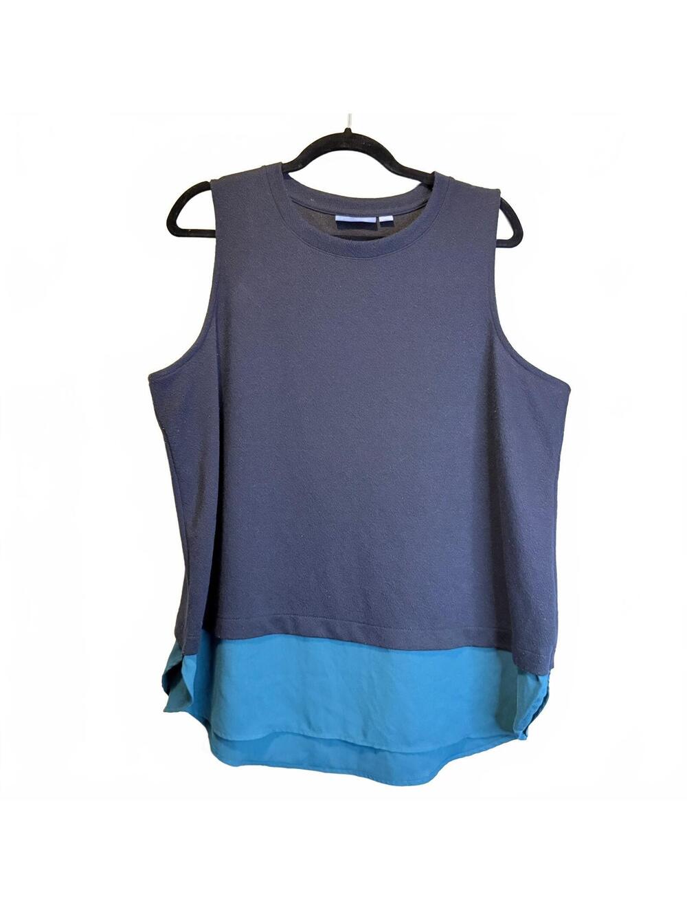Apt 9 XL Blue Teal Layered Mixed Media Sleeveless Blouse